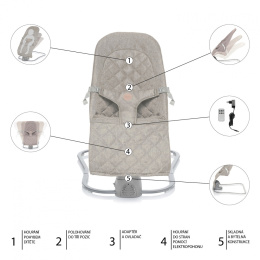 MOYO Zopa elektryczny leżaczek bujaczek dla dzieci od urodzenia do 9 kg - Diamond Beige