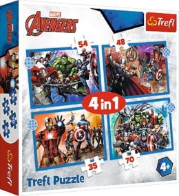 TREFL 34386 Puzzle 4w1 Odważni Avengersi