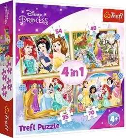 TREFL 34385 Puzzle 4w1 Szczęśliwy dzień księżniczek