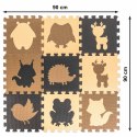 Puzzle piankowe mata dla dzieci 9 elementów beż-brąz-czarny 85cm x 85cm x 1cm