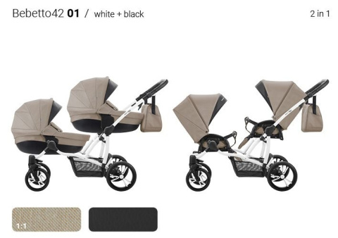 Bebetto 42 New 2w1 wózek dla bliźniąt , bliźniaczy , podwójny - 2x gondola 2x siedzisko 01