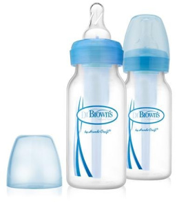 Dr Browns butelka 120 ml 2-PAK Standard Silikon Poziom 1 Options SB42405 Niebieska