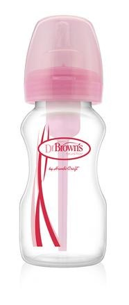 Dr Browns butelka 270 ml Szeroka szyjka Silikon Poziom 1 Options WB91305 Różowa