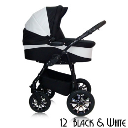 Wózek głęboko-spacerowy 2w1 ALPINA Elite Design Group 12 black & white