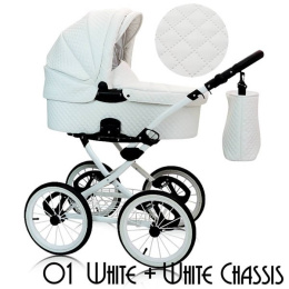 Wózek głęboko-spacerowy 2w1 ROYAL Elite Design Group 01 white + biała rama
