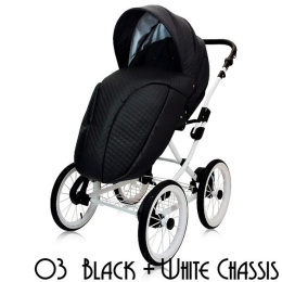 Wózek głęboko-spacerowy 2w1 ROYAL Elite Design Group 03 black + biała rama