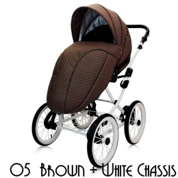 Wózek głęboko-spacerowy 2w1 ROYAL Elite Design Group 05 brown + biała rama