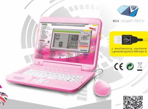 Laptop edukacyjny z zasilaczem różowy 459388-P HH POLAND