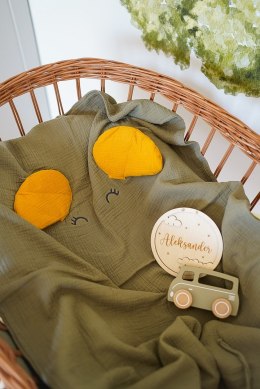 Hi Little One poszewka na pościel dla niemowląt z oddychającej organicznej BIO bawełny ELEPHANT Green Hunter/Mustard