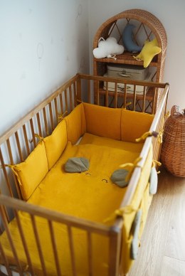 Hi Little One poszewka na pościel dla niemowląt z oddychającej organicznej BIO bawełny ELEPHANT Mustard/Green Hunter