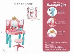 Zestaw Piękności Toaletka Z Krzesełkiem Lusterko Różowa