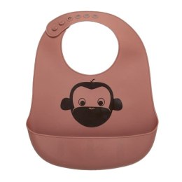Nuuroo śliniak silikonowy z kieszonką dla niemowlaka Monkey Mahogany