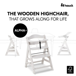 ALPHA+ Hauck krzesełko do karmienia drewniane - Creme