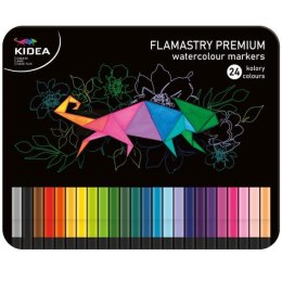 Flamastry 24 kolory kwadratowe w metalowym pudełku KIDEA