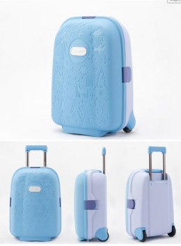 Walizka podróżna dla dzieci na kółkach bagaż podręczny z imieniem niebieski