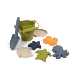 Filibabba Silikonowy zestaw wiaderko i zabawki do piasku Animals of the Sea