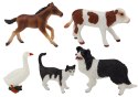 Zestaw Figurek Zwierzęta Wiejskie Farma 5 Sztuk Koń Krowa Kot Gęś Pies