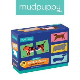 Mudpuppy Dwujęzyczne puzzle ze zwierzątkami do nauki pierwszych słów Angielski/Hiszpański 2+