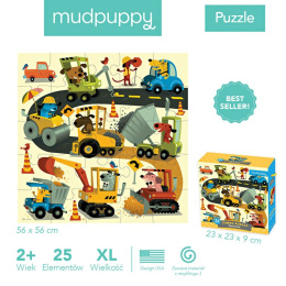 Mudpuppy Puzzle podłogowe Jumbo Budowa 25 elementów 2+