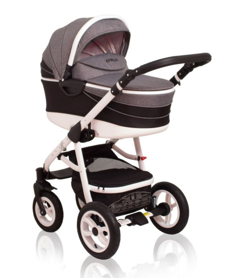 APRILIA 3w1 Coto Baby wózek wielofunkcyjny z fotelikiem 0m+ / black-grey linen