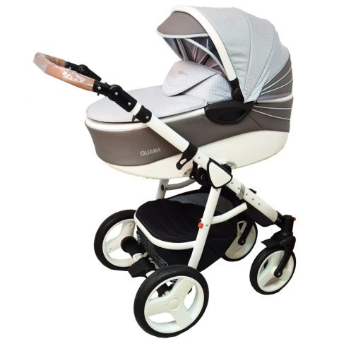 QUARA 3w1 Coto Baby wózek wielofunkcyjny z fotelikiem 0m+ / grey eco zygzak