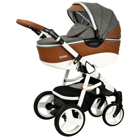 QUARA 3w1 Coto Baby wózek wielofunkcyjny z fotelikiem 0m+ / grey linen eco