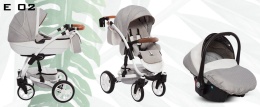 EXCLUSIVE 3w1 BabyActive wózek głęboko-spacerowy + fotelik samochodowy 0m+ E02