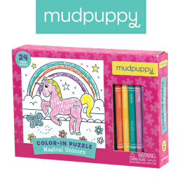 Mudpuppy Puzzle kolorowanka z 5 kredkami Magiczny Jednorożec