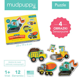 Mudpuppy Puzzle sensoryczne Pojazdy na budowie 1+
