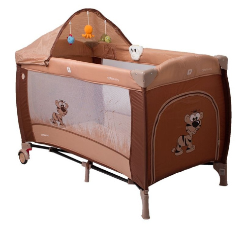 SAMBA LUX Coto Baby łóżeczko turystyczne, dwa poziomy, moskitiera, otwierany bok - brown