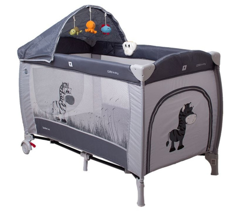 SAMBA LUX Coto Baby łóżeczko turystyczne, dwa poziomy, moskitiera, otwierany bok - grey