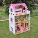 Domek dla lalek Drewniany Melisa Piętrowy Różówy