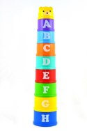 Klocki edukacyjne wieża piramida kubeczki cyfry i litery