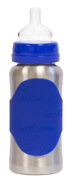Butelka ze smoczkiem Pacific Baby GroGrow 300 ml - Silver Blue