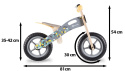 CASPER Lionelo drewniany rowerek biegowy 3lata+, 12 cali do 30kg + Kask i Kreda - Grey