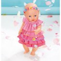 Sukienka z falbanami i przypinkami dla lalki Baby Born 43 cm + opaska