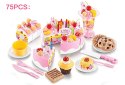 Tort urodzinowy do krojenia kuchnia 75 elementów różowy