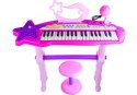 Keyboard Na Nóżkach Stołek MP3 Mikrofon Różowy