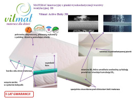 MATERAC innowacyjny z pianki o podwyższonej elastyczności i warstwy wentylacyjnej 3D Vitmat Active Baby 3D 120x60
