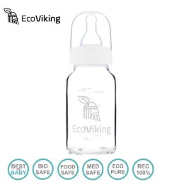 Eco Viking Antykolkowa Butelka Szklana dla Niemowląt 120 ml