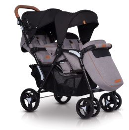 FUSION easyGO wózek spacerowy dla bliźniąt lub dla dzieci rok po roku typu „tandem” - Grey Fox