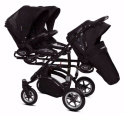 TRIPPY PREMIUM 3w1 BabyActive wózek dla trojaczków głęboko-spacerowy z potrójnym nosidłem - 07 Black