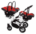 TRIPPY PREMIUM 3w1 BabyActive wózek dla trojaczków głęboko-spacerowy z potrójnym nosidłem - 08 Rosso