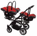 TRIPPY PREMIUM 3w1 BabyActive wózek dla trojaczków głęboko-spacerowy z potrójnym nosidłem - 08 Rosso
