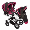 TRIPPY PREMIUM 3w1 BabyActive wózek dla trojaczków głęboko-spacerowy z potrójnym nosidłem - 10 Amarant