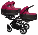 TRIPPY PREMIUM 3w1 BabyActive wózek dla trojaczków głęboko-spacerowy z potrójnym nosidłem - 10 Amarant