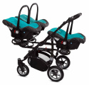 TRIPPY PREMIUM 3w1 BabyActive wózek dla trojaczków głęboko-spacerowy z potrójnym nosidłem - 11 Tropic Green