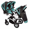TRIPPY PREMIUM 3w1 BabyActive wózek dla trojaczków głęboko-spacerowy z potrójnym nosidłem - 11 Tropic Green