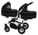 TWINNI PREMIUM 3w1 BabyActive wózek bliźniaczy głęboko-spacerowy + 2 x fotelik samochodowy - 07 Black