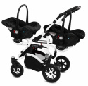 TWINNI PREMIUM 3w1 BabyActive wózek bliźniaczy głęboko-spacerowy + 2 x fotelik samochodowy - 07 Black